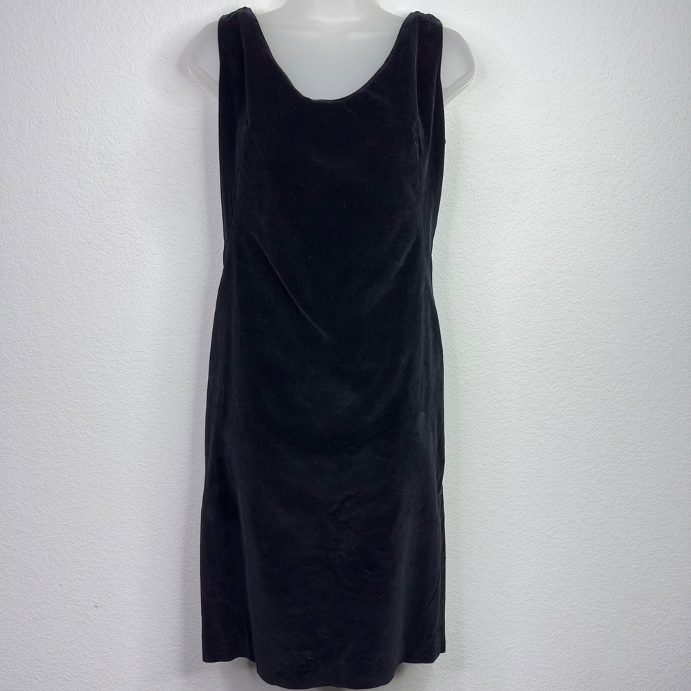 Vintage Wanda Belli Dress Womens 12‎ Black Velvet Sleeveless Cocktail Evening